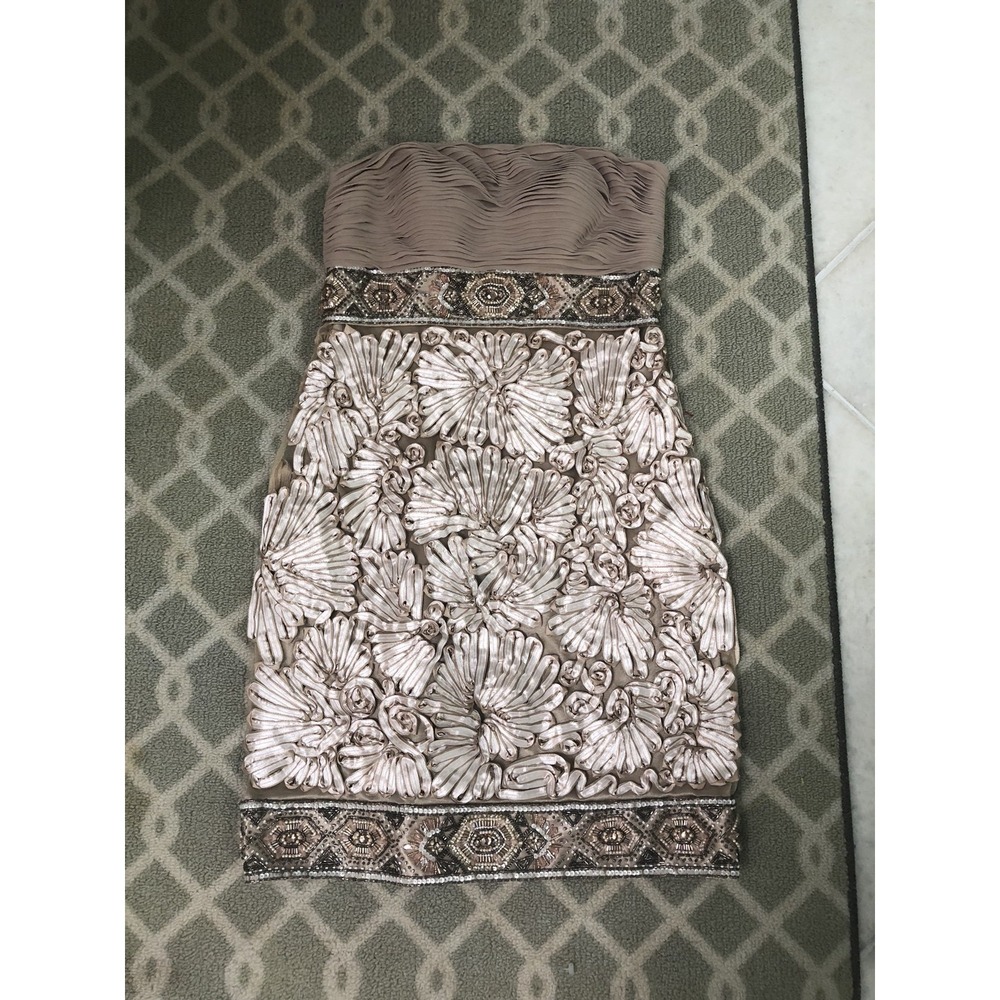 Sue Wong Nocturne Cocktail Dress sz 4 Nude Peach $500+